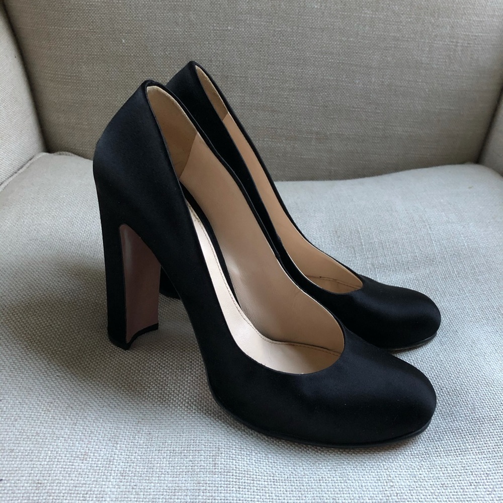 Prada Pumps Heels Black Satin Block Party Evening